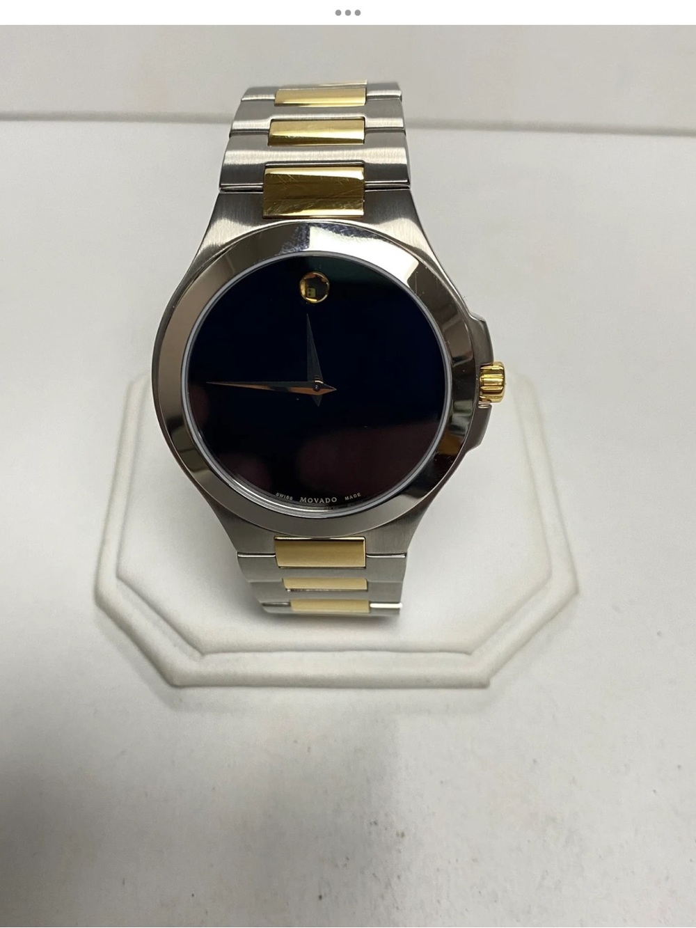 Movado Two-Tone Gold and Silver Bracelet Watch with Black Dial